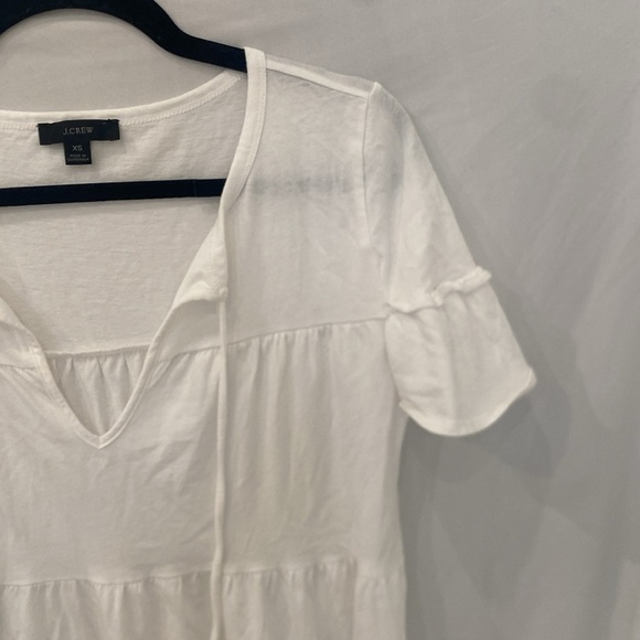 J.Crew Tiered Midi Dress White Cotton Size XS short sleeve ruffle coverup - Picture 3 of 5